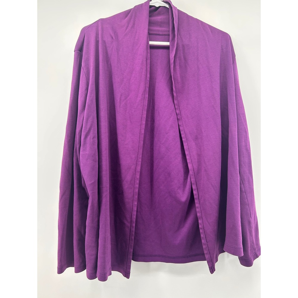LL Bean Womens XL Purple Supima Cotton Open Front Cardigan Sweater 277973